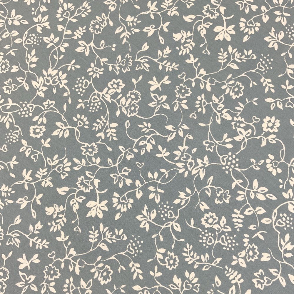 Reclaimed vintage blue floral print cotton fabric 71” x 57”